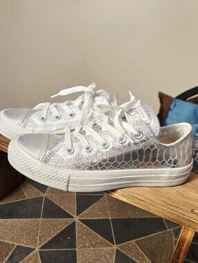 Converse CTAS Low Metalic Silver Snake Skin Sneakers